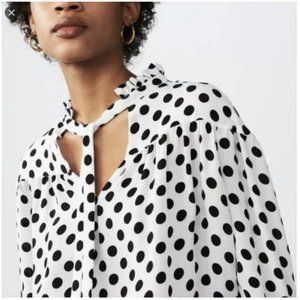 Maje - Lancing Gathered Polka Dot Blouse